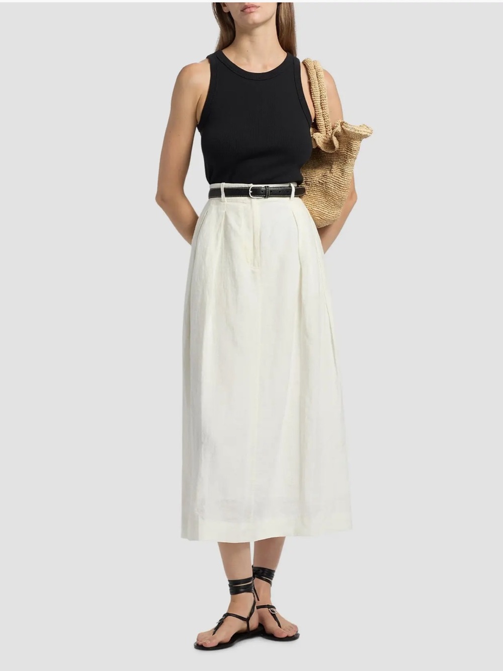 Jenni Kayne Ivory Linen Annabel Midi Skirt